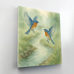 Bluebirds Over The Misty Creek - DIY Painting By Numbers Kit