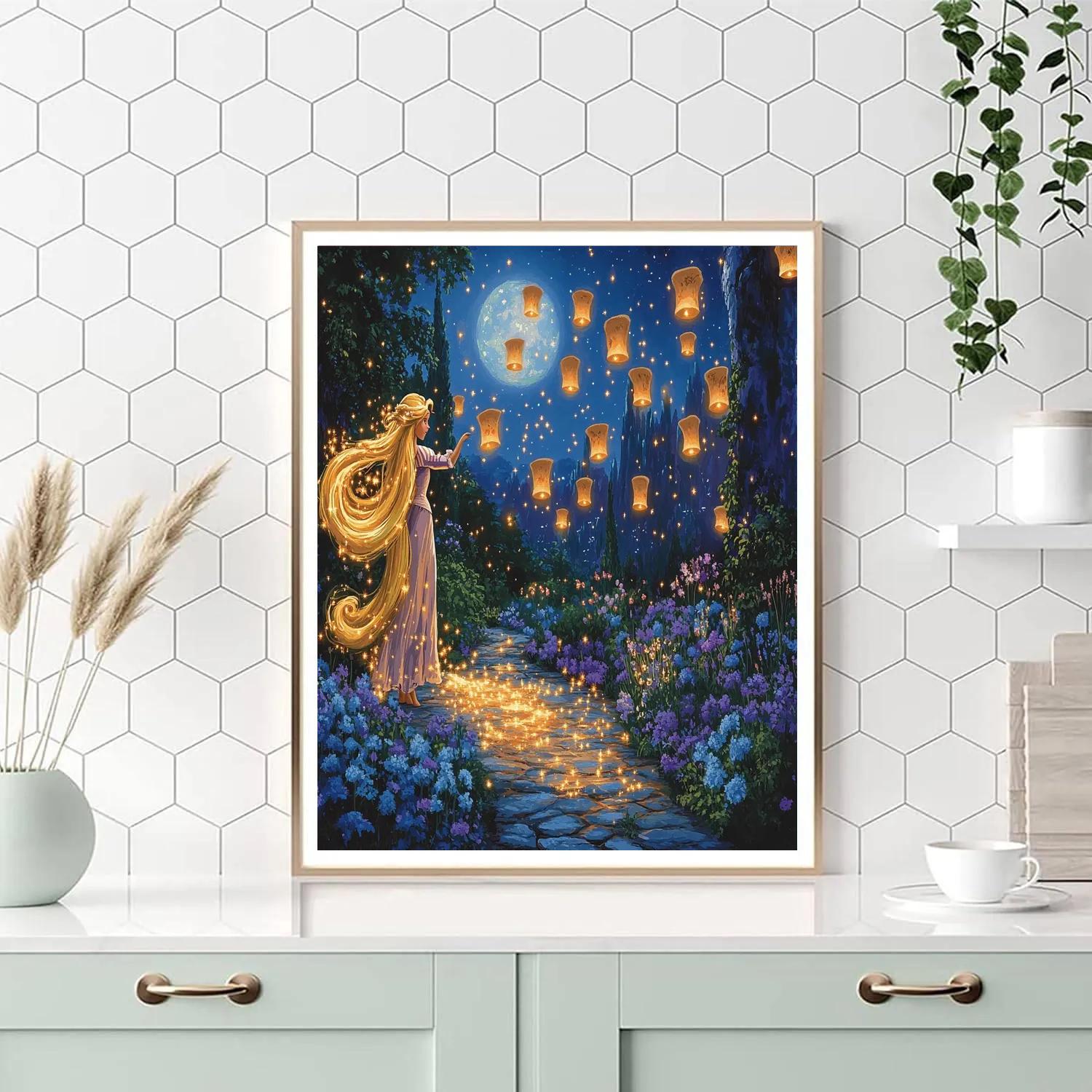 Rapunzel Lantern Garden Glow Disney Inspired - DIY Painting By Numbers Kit