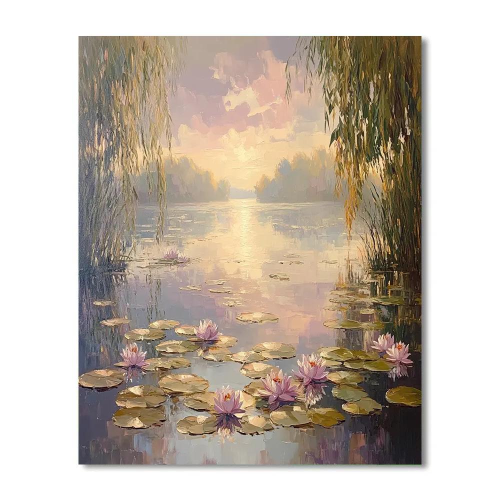 Monet Inspired Water Lilies at Dawn - DIY Painting By Numbers Kit
