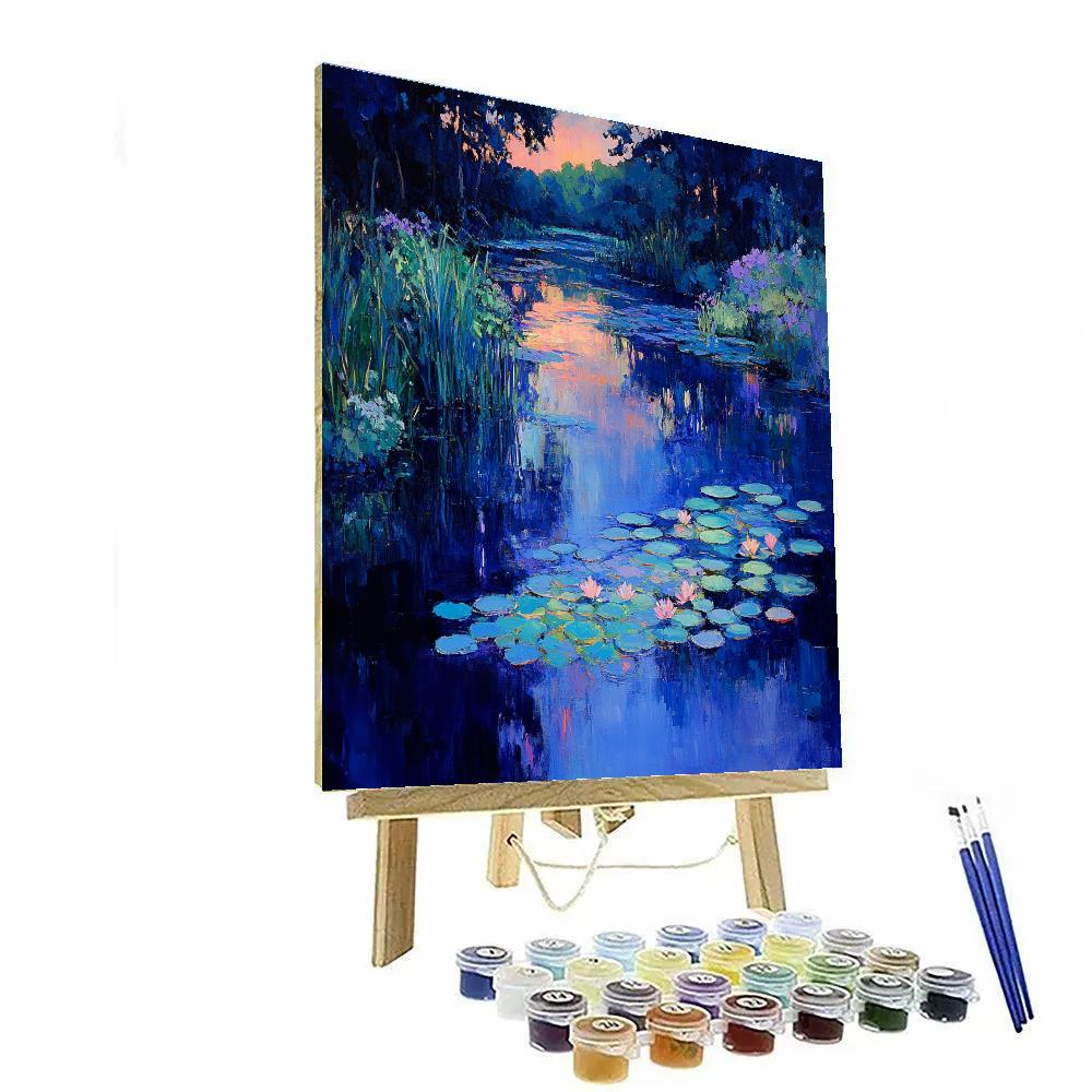 Claude Monet Inspired Garden Pond In Late Evening - DIY Painting By Numbers Kit