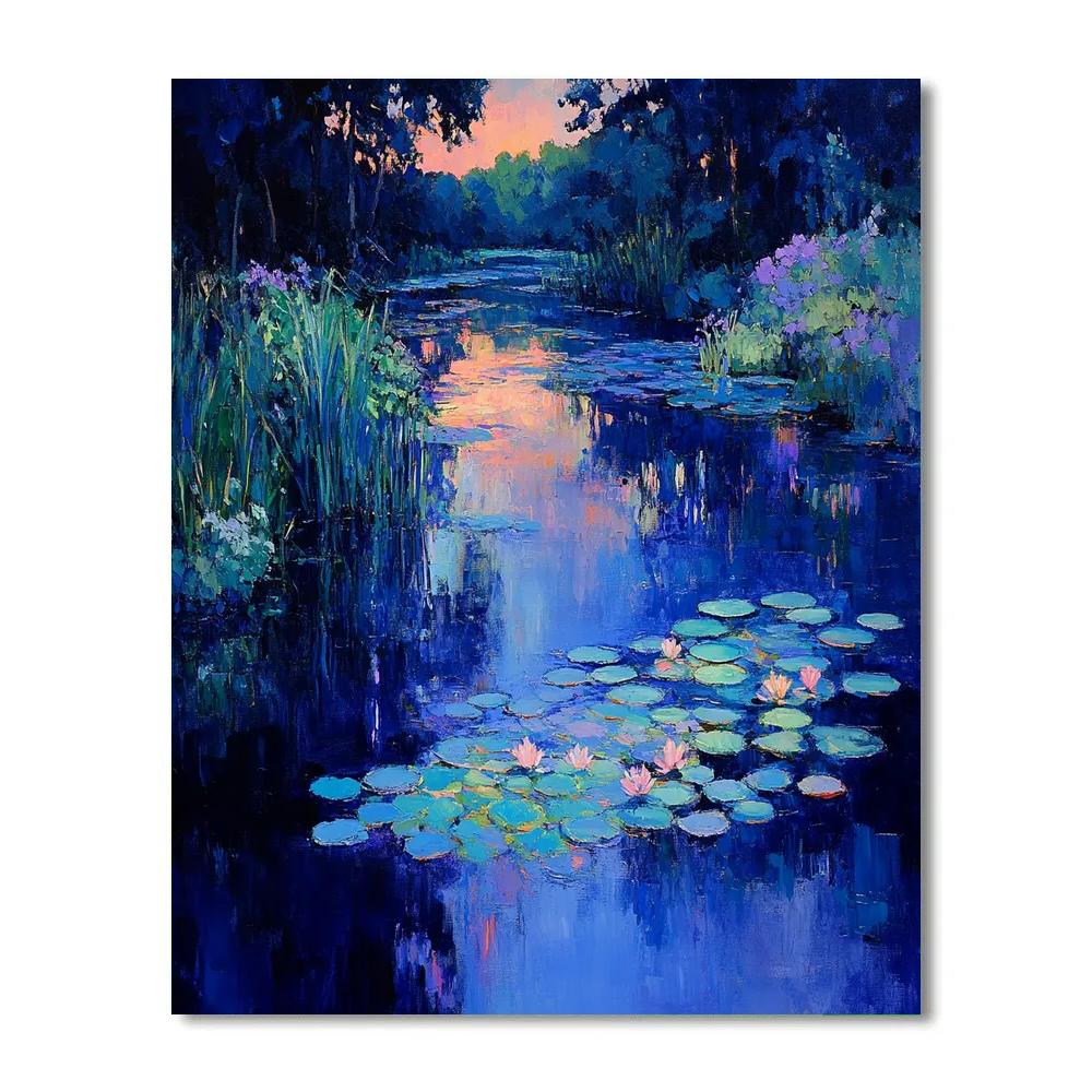 Claude Monet Inspired Garden Pond In Late Evening - DIY Painting By Numbers Kit