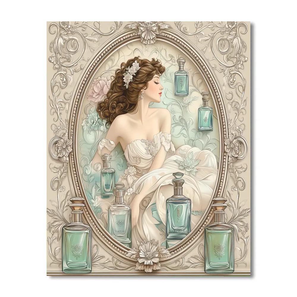 Alphonse Mucha Inspired Perfume Bottles Muse - DIY Painting By Numbers Kit