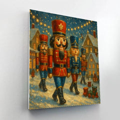 Snowy Nutcracker Parade Through Toy Town - DIY Painting By Numbers Kit