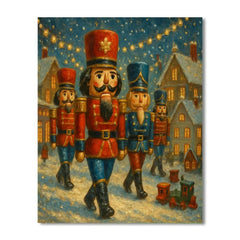 Snowy Nutcracker Parade Through Toy Town - DIY Painting By Numbers Kit