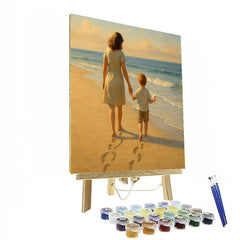 Mothers Day Beach Footprints - DIY Painting By Numbers Kit