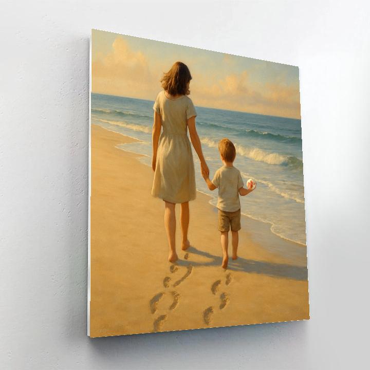 Mothers Day Beach Footprints - DIY Painting By Numbers Kit