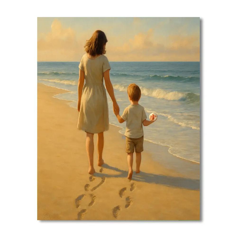 Mothers Day Beach Footprints - DIY Painting By Numbers Kit