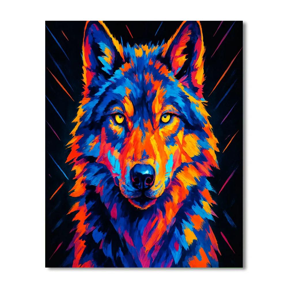 Prismatic Thunder Wolf Gaze - DIY Painting By Numbers Kit