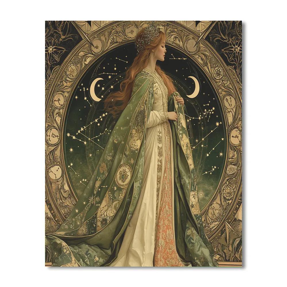 Alphonse Mucha Inspired Zodiac Constellation Woman - DIY Painting By Numbers Kit