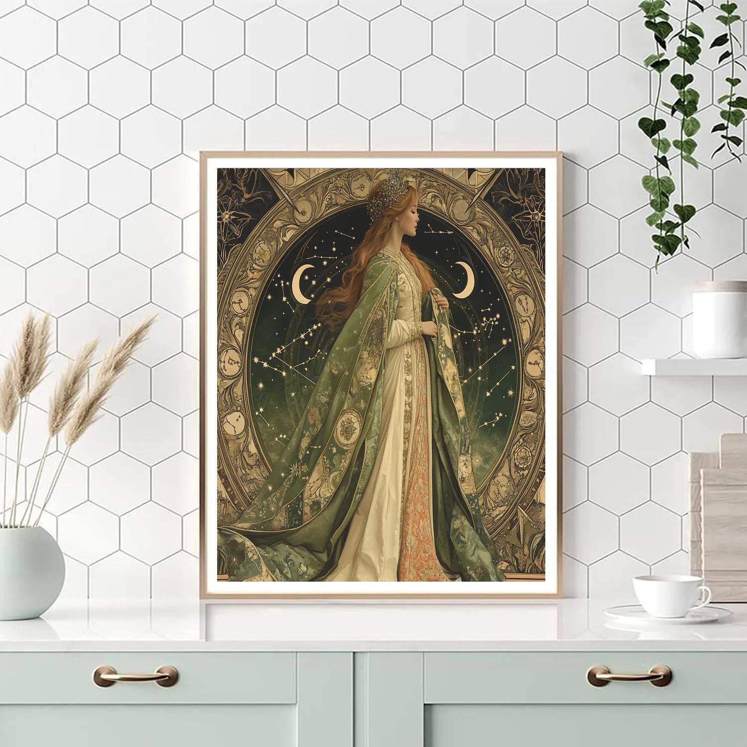 Alphonse Mucha Inspired Zodiac Constellation Woman - DIY Painting By Numbers Kit