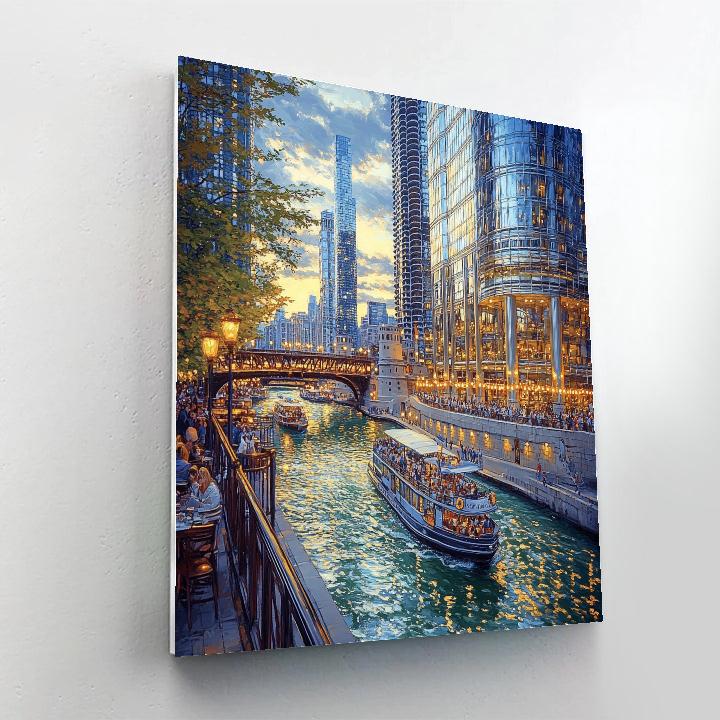Chicago Riverwalk Architecture Chicago United States - DIY Painting By Numbers Kit