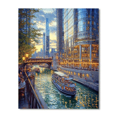 Chicago Riverwalk Architecture Chicago United States - DIY Painting By Numbers Kit