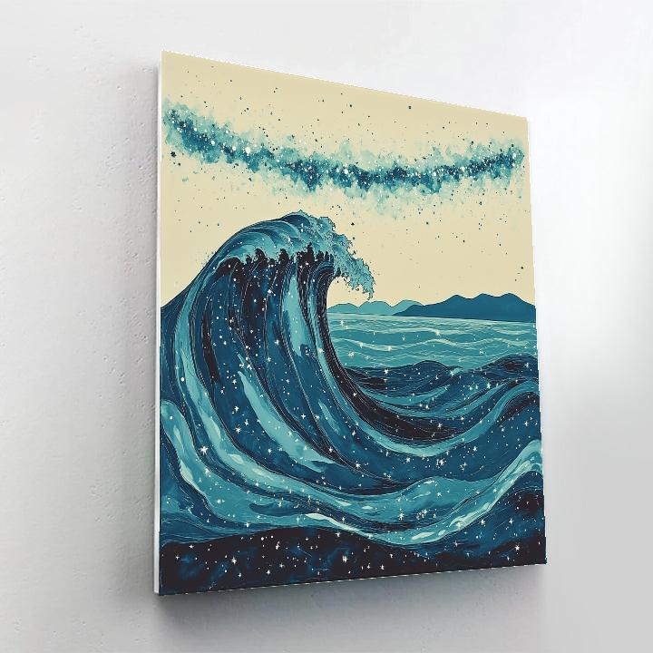 Hokusai Inspired Great Wave Of Starlight - DIY Painting By Numbers Kit