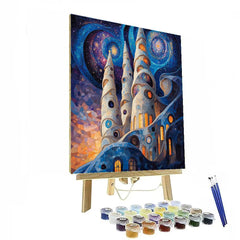 Antonio Gaudi Inspired Spiral Galaxy Cathedral - DIY Painting By Numbers Kit