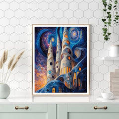 Antonio Gaudi Inspired Spiral Galaxy Cathedral - DIY Painting By Numbers Kit