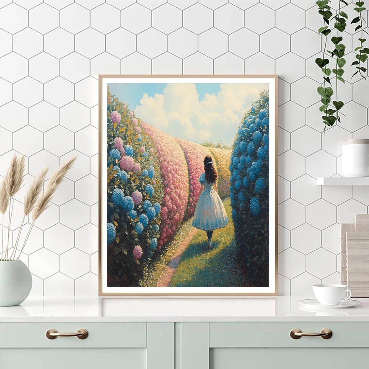 Alice Curious Garden Maze Path - Disney Inspired - DIY Painting By Numbers Kit