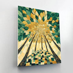 Gustav Klimt Inspired Golden Forest Canopy Mosaic - DIY Painting By Numbers Kit