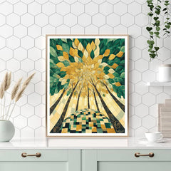 Gustav Klimt Inspired Golden Forest Canopy Mosaic - DIY Painting By Numbers Kit