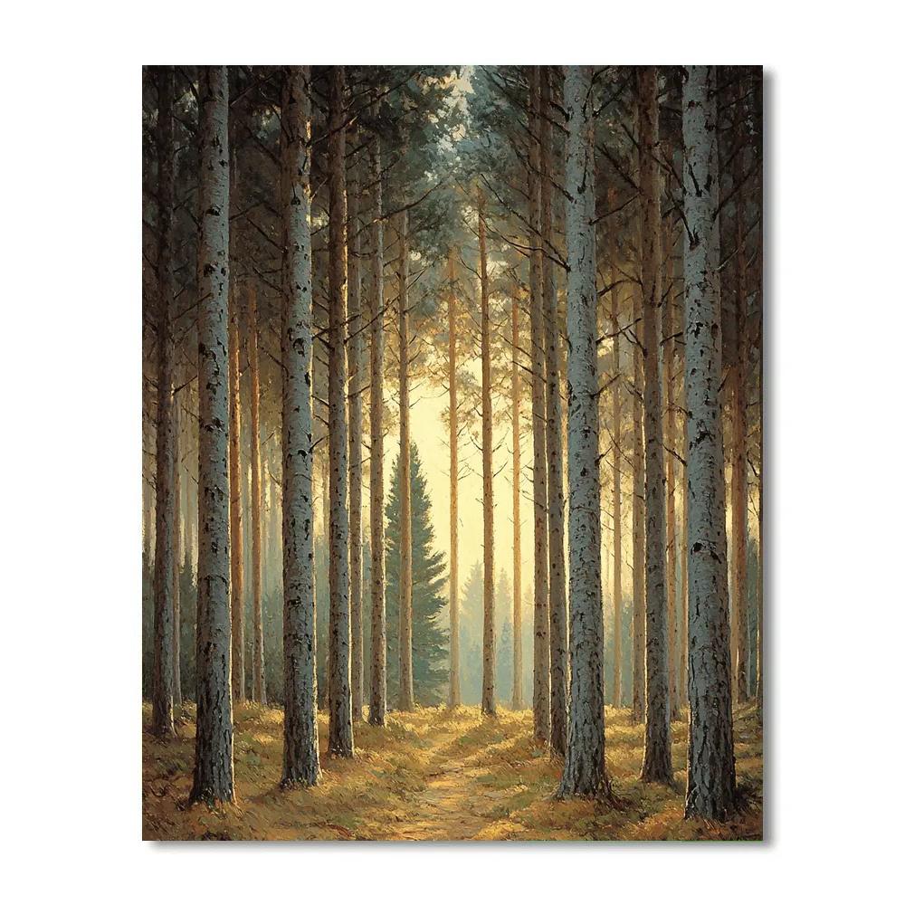 Leonardo da Vinci Inspired Silence of Tall Pines - DIY Painting By Numbers Kit