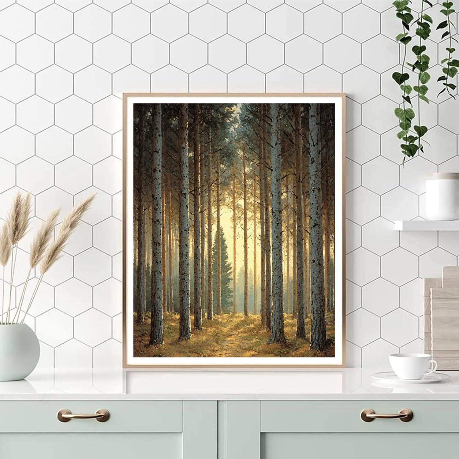 Leonardo da Vinci Inspired Silence of Tall Pines - DIY Painting By Numbers Kit