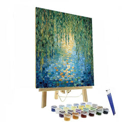 Claude Monet Inspired Reflections Beneath Willow Branches - DIY Painting By Numbers Kit