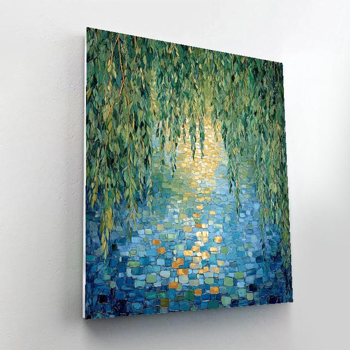 Claude Monet Inspired Reflections Beneath Willow Branches - DIY Painting By Numbers Kit