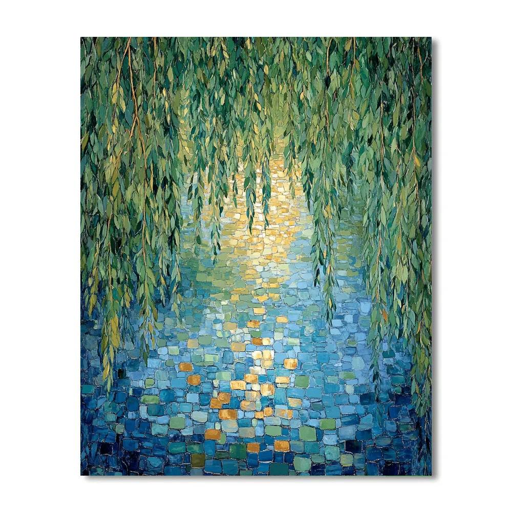 Claude Monet Inspired Reflections Beneath Willow Branches - DIY Painting By Numbers Kit