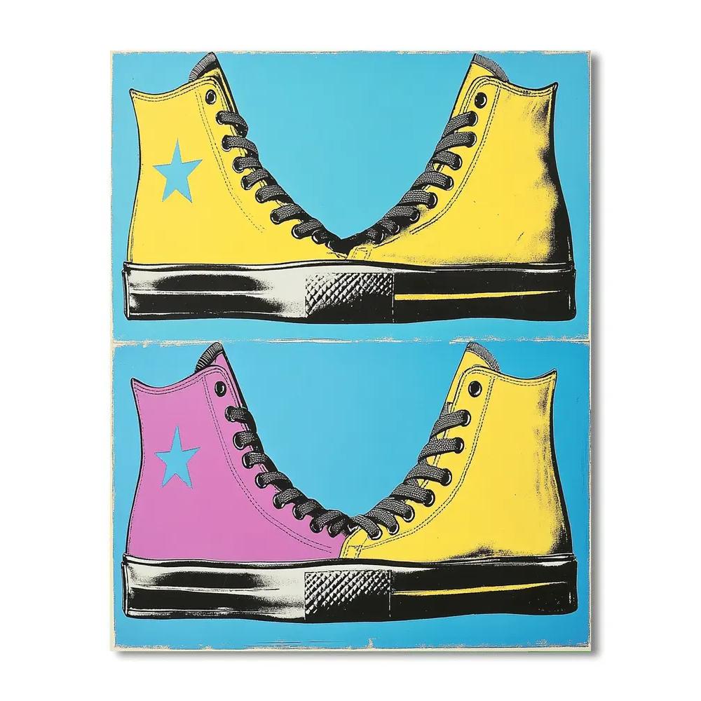 Andy Warhol Inspired Neon Sneakers - DIY Painting By Numbers Kit