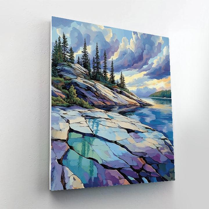 J E H MacDonald Inspired Storm Light Over Granite Shield Lake - DIY Painting By Numbers Kit