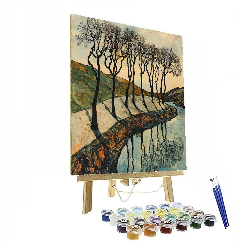 Egon Schiele Inspired Bare Trees by River - DIY Painting By Numbers Kit