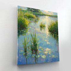Claude Monet Inspired Dappled Light on Garden Pond Edge - DIY Painting By Numbers Kit