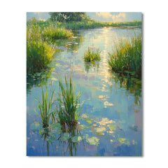 Claude Monet Inspired Dappled Light on Garden Pond Edge - DIY Painting By Numbers Kit