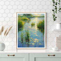 Claude Monet Inspired Dappled Light on Garden Pond Edge - DIY Painting By Numbers Kit