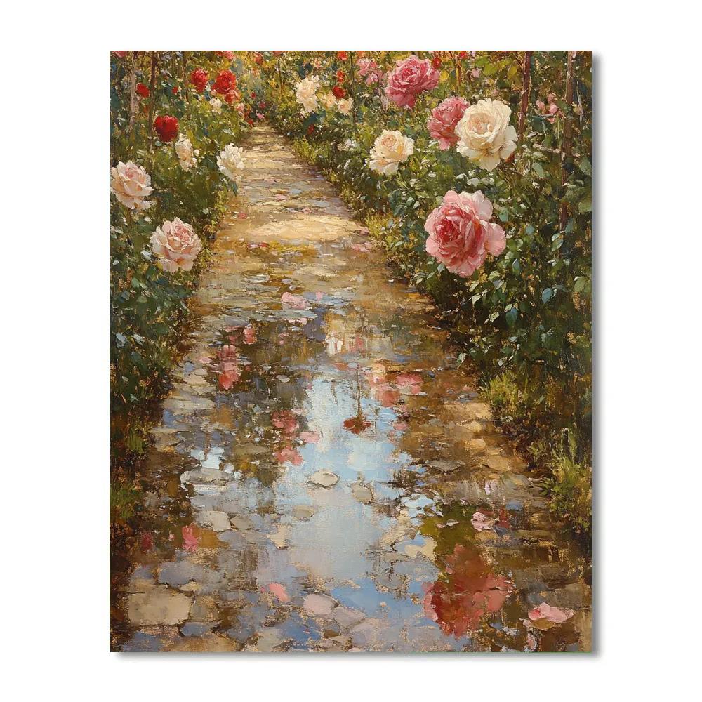 Claude Monet Inspired Rose Garden Reflections After Rain - DIY Painting By Numbers Kit