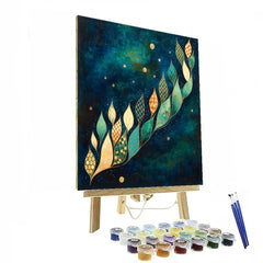 Gustav Klimt Inspired Celestial Tide of Golden Leaves - DIY Painting By Numbers Kit