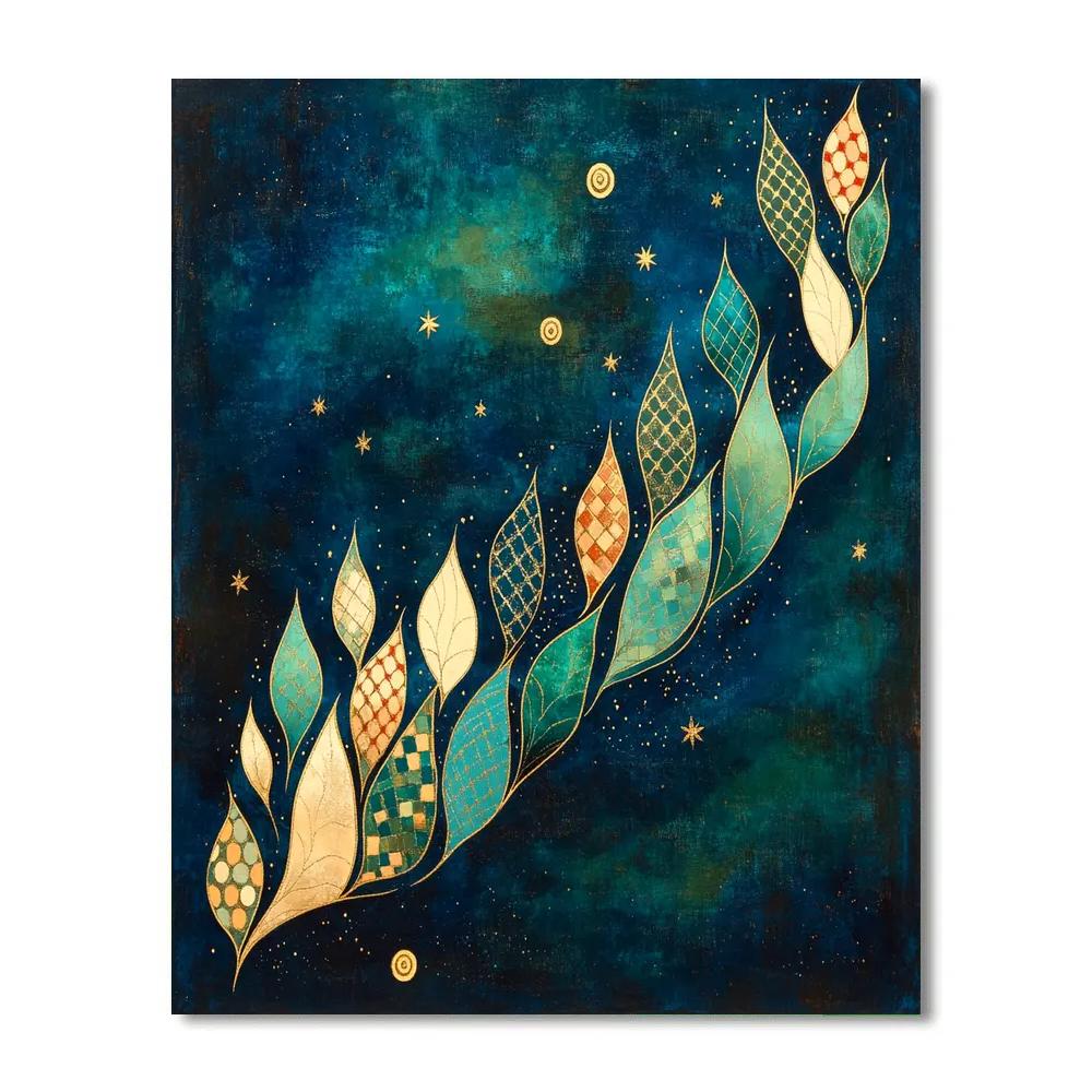 Gustav Klimt Inspired Celestial Tide of Golden Leaves - DIY Painting By Numbers Kit