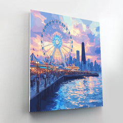 Evening At Navy Pier Chicago United States - DIY Painting By Numbers Kit