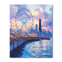 Evening At Navy Pier Chicago United States - DIY Painting By Numbers Kit