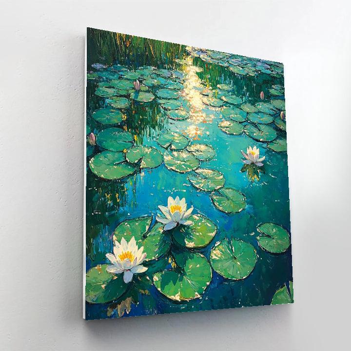 Claude Monet Inspired Lily Pond Emerald Noon Glare - DIY Painting By Numbers Kit