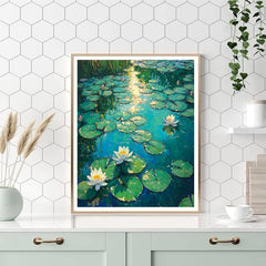 Claude Monet Inspired Lily Pond Emerald Noon Glare - DIY Painting By Numbers Kit