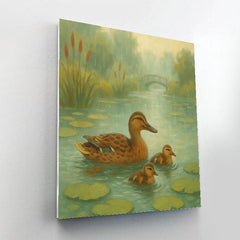 Ducks Among Lilies at Soft Rainfall - DIY Painting By Numbers Kit