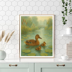Ducks Among Lilies at Soft Rainfall - DIY Painting By Numbers Kit