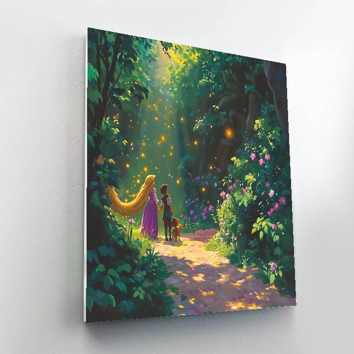 Rapunzel and Pascal's Magical Forest Stroll Disney Inspired - DIY Painting By Numbers Kit