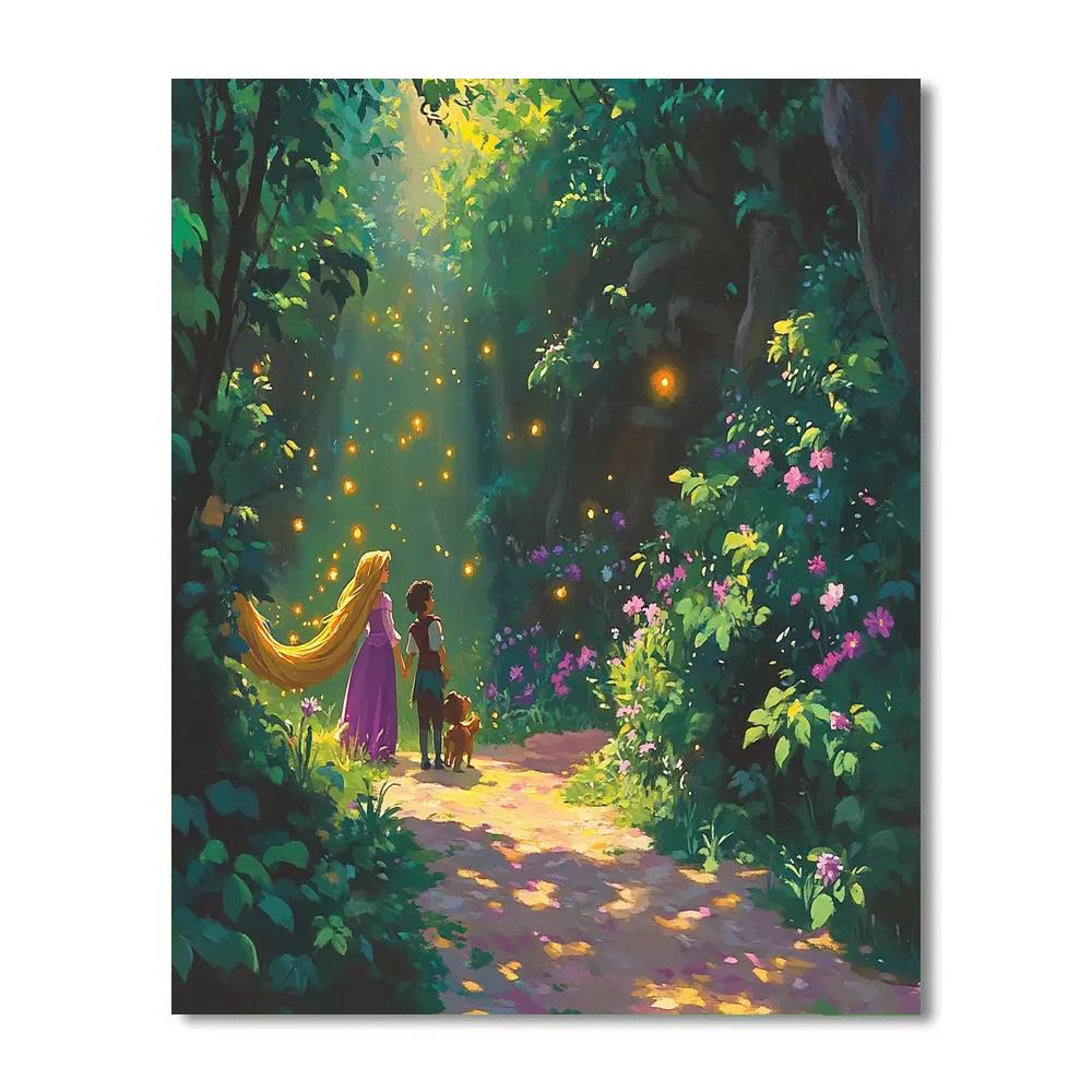 Rapunzel and Pascal's Magical Forest Stroll Disney Inspired - DIY Painting By Numbers Kit