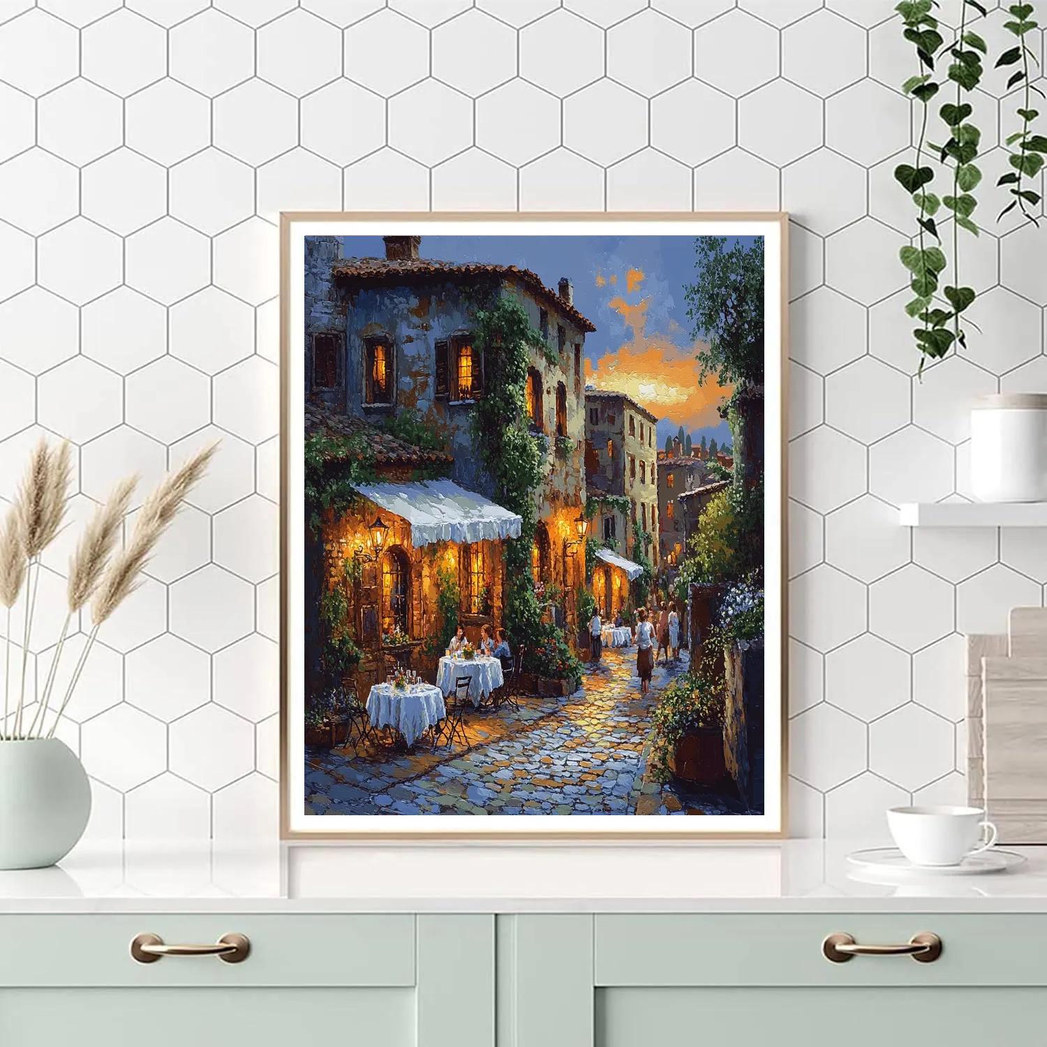 Street Cafes in Trastevere Rome Italy - DIY Painting By Numbers Kit