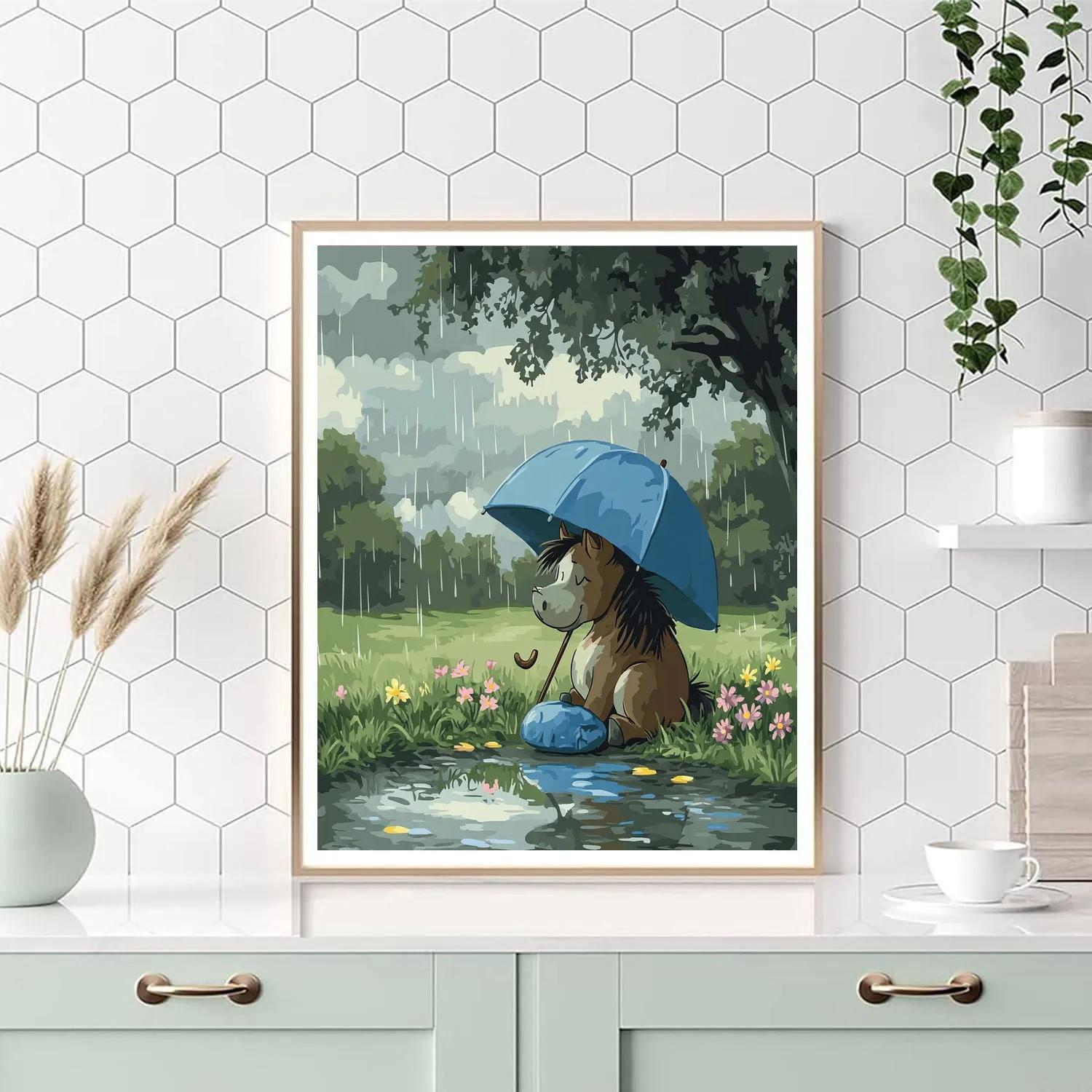 Eeyore Rainy Meadow Umbrella Rest Disney Inspired - DIY Painting By Numbers Kit