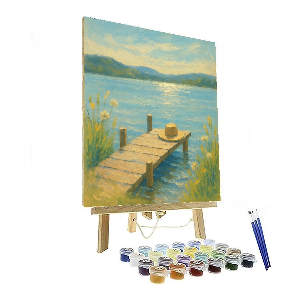 Wildflower Dock on a Gentle Summer Blue Lake - DIY Painting By Numbers Kit