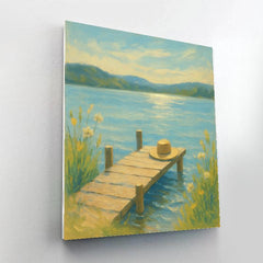 Wildflower Dock on a Gentle Summer Blue Lake - DIY Painting By Numbers Kit