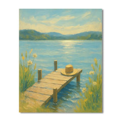 Wildflower Dock on a Gentle Summer Blue Lake - DIY Painting By Numbers Kit
