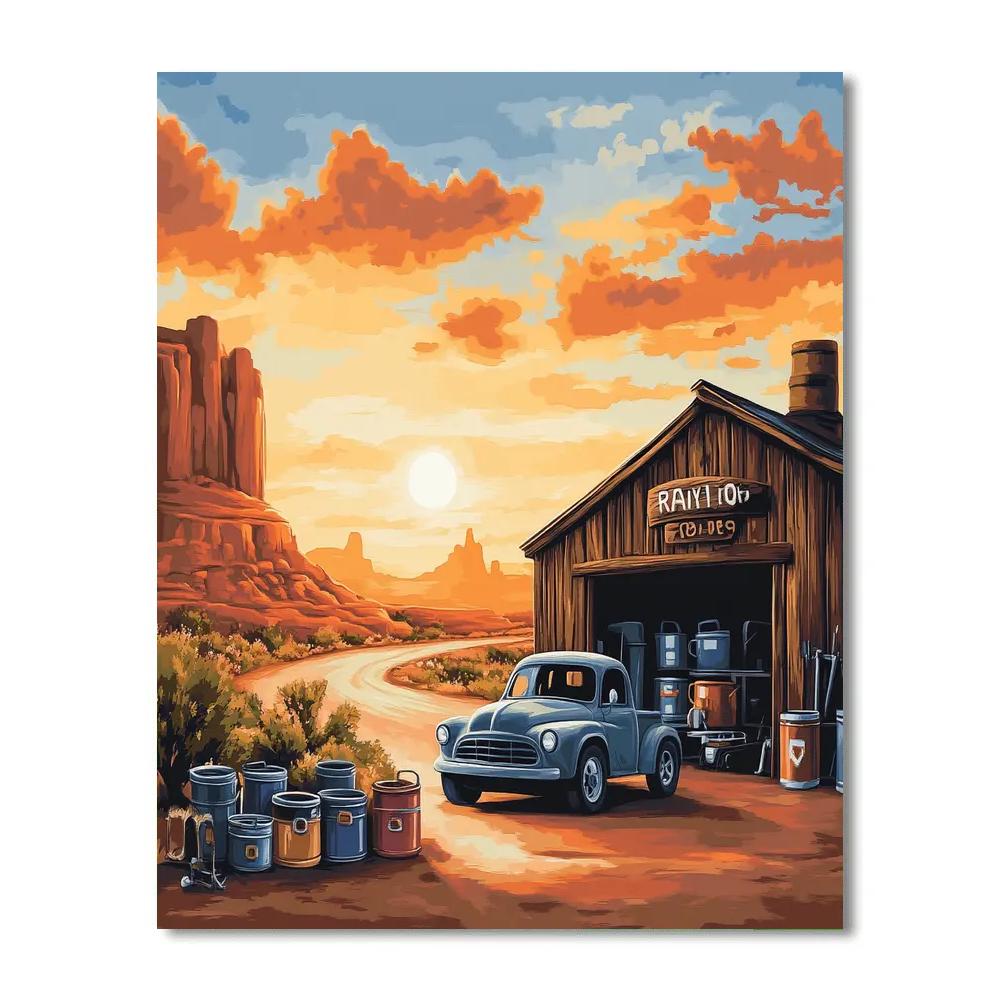 Mater Desert Garage Tune Up Disney Inspired - DIY Painting By Numbers Kit